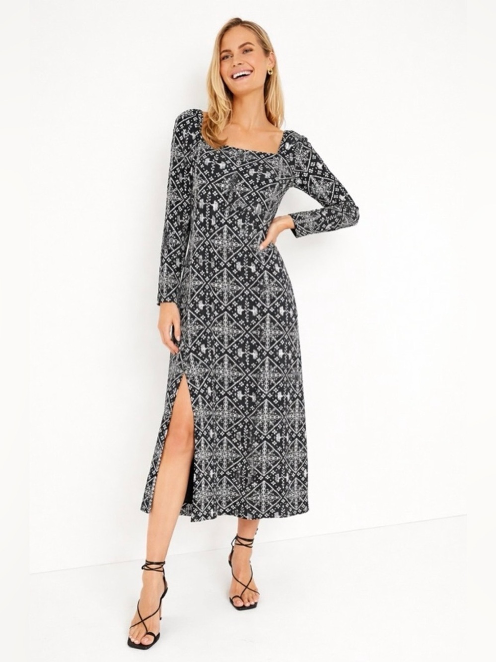 Tuckernuck Hyacinth House Sabrina Midi Dress Black White Large
